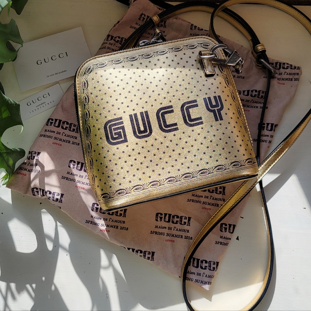 GUCCI Stars Mini Dome Shoulder Bag Gold & Black Spring Summer 2018 Collection